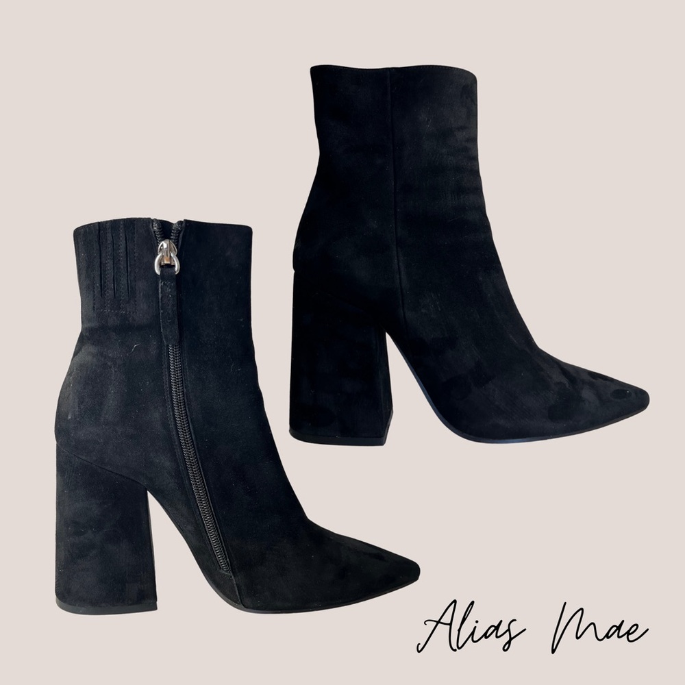 Alias Mae 100% Leather Ahara Black Suede Go-Go Booties – Size 39 (Like New)